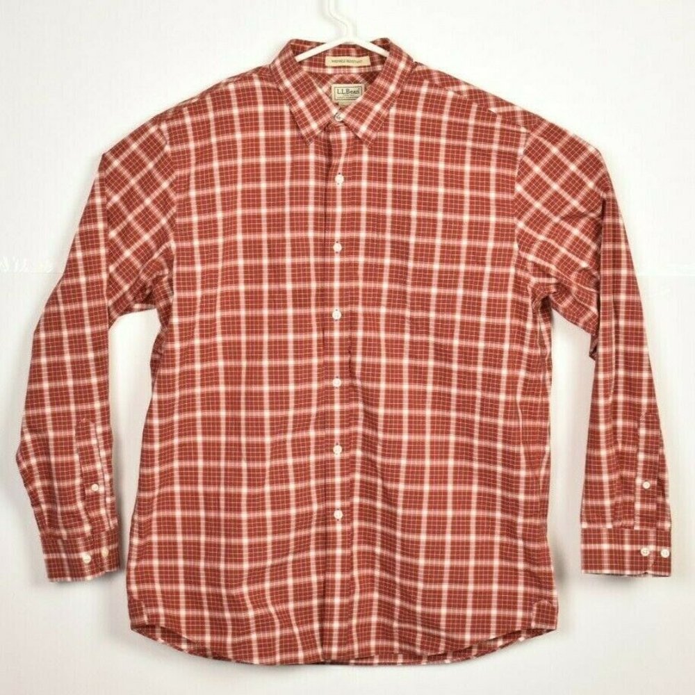 LL Bean Wrinkle & Stain Resistant Red Plaid Window
